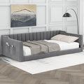 Upholstered Daybed Platform Bed Frame With Side Storage Pocket