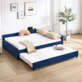 Upholstered Daybed With Trundle Modern Diamond Grid Design On Sturdy Wood Frame For Guest Room