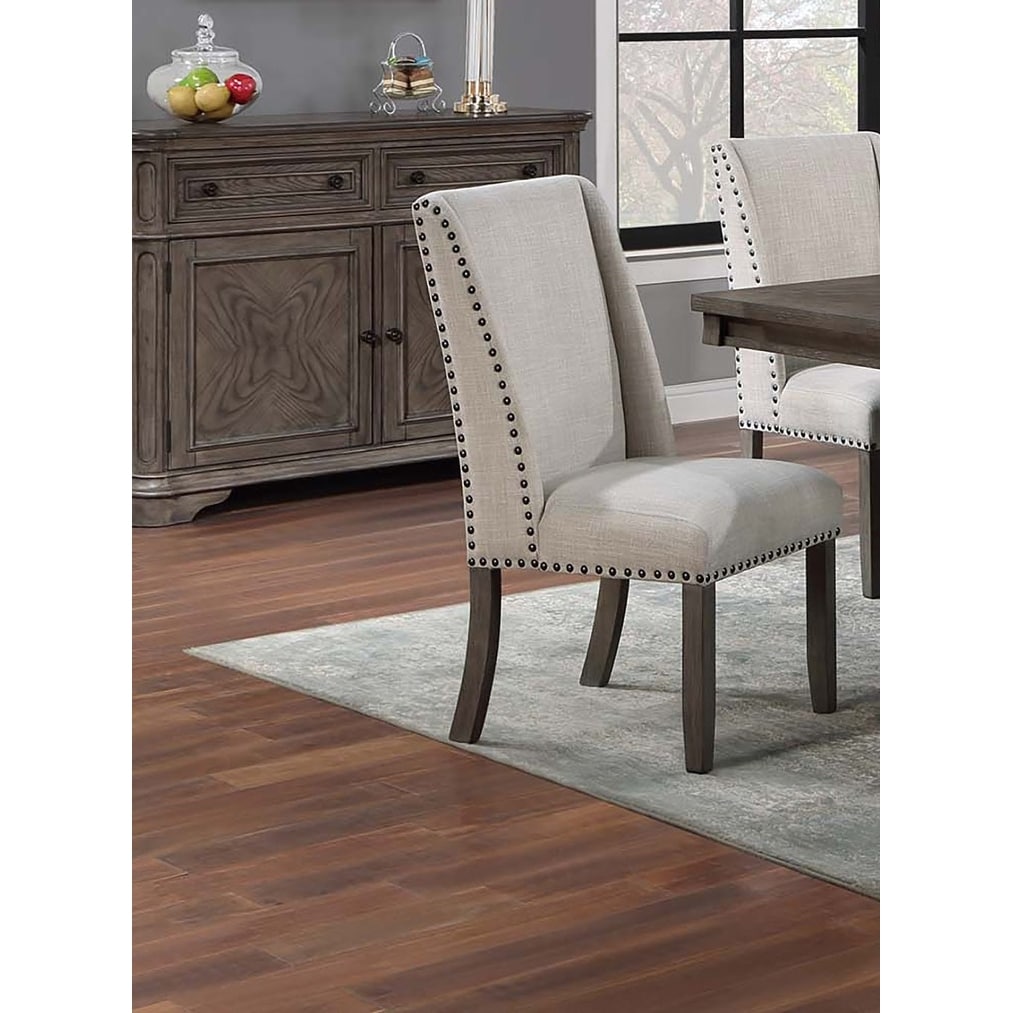 Upholstered Dining Chairs Nailhead Trim Oak Finish Dining Room Furniture