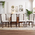 Upholstered Dining Chairs Set Of 4 High Back Diamond Button Tufted Kitchen Chairs With Solid Wood Legs And Nailhead Trims