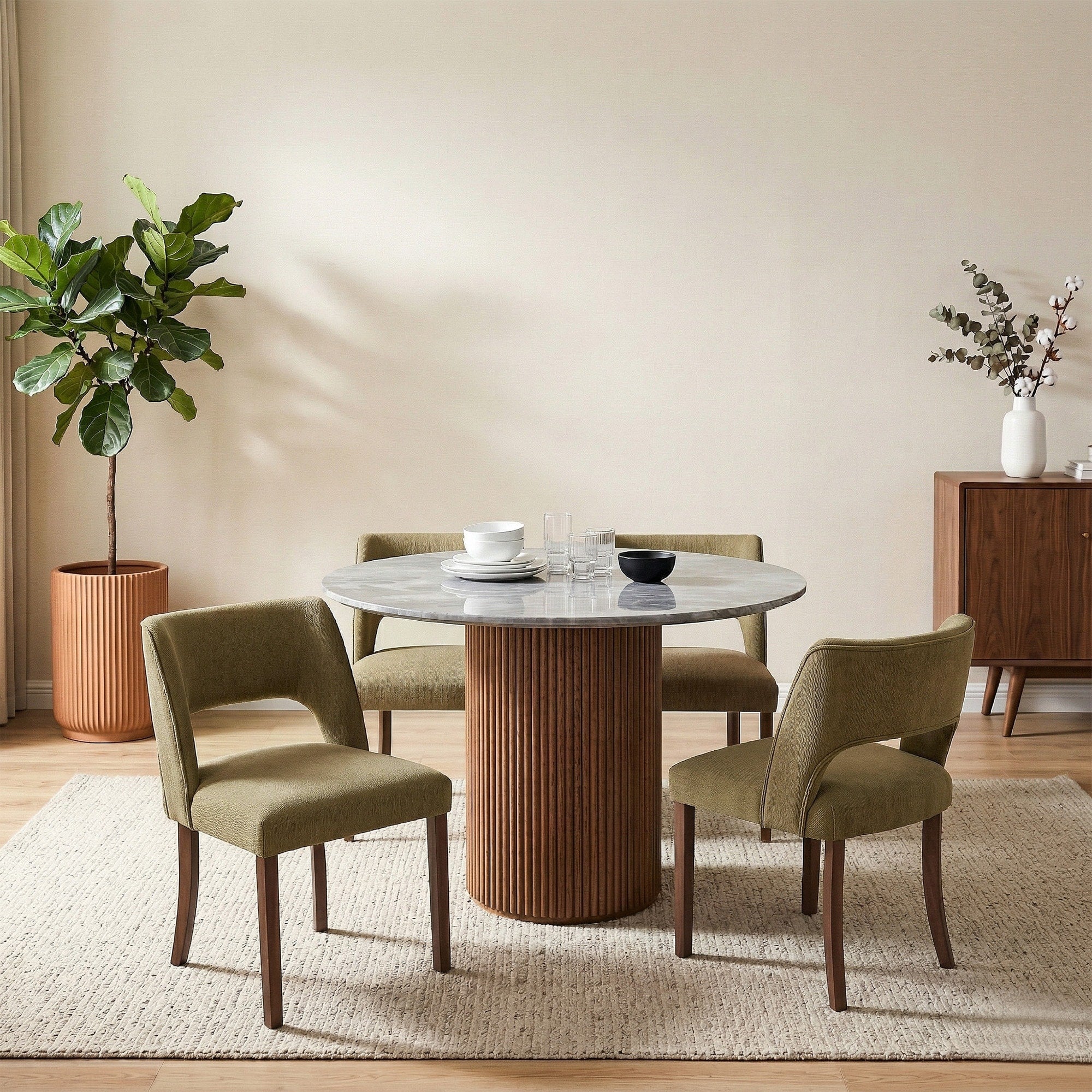Upholstered Dining Chairs With Solid Wood Legs And Foam Cushion