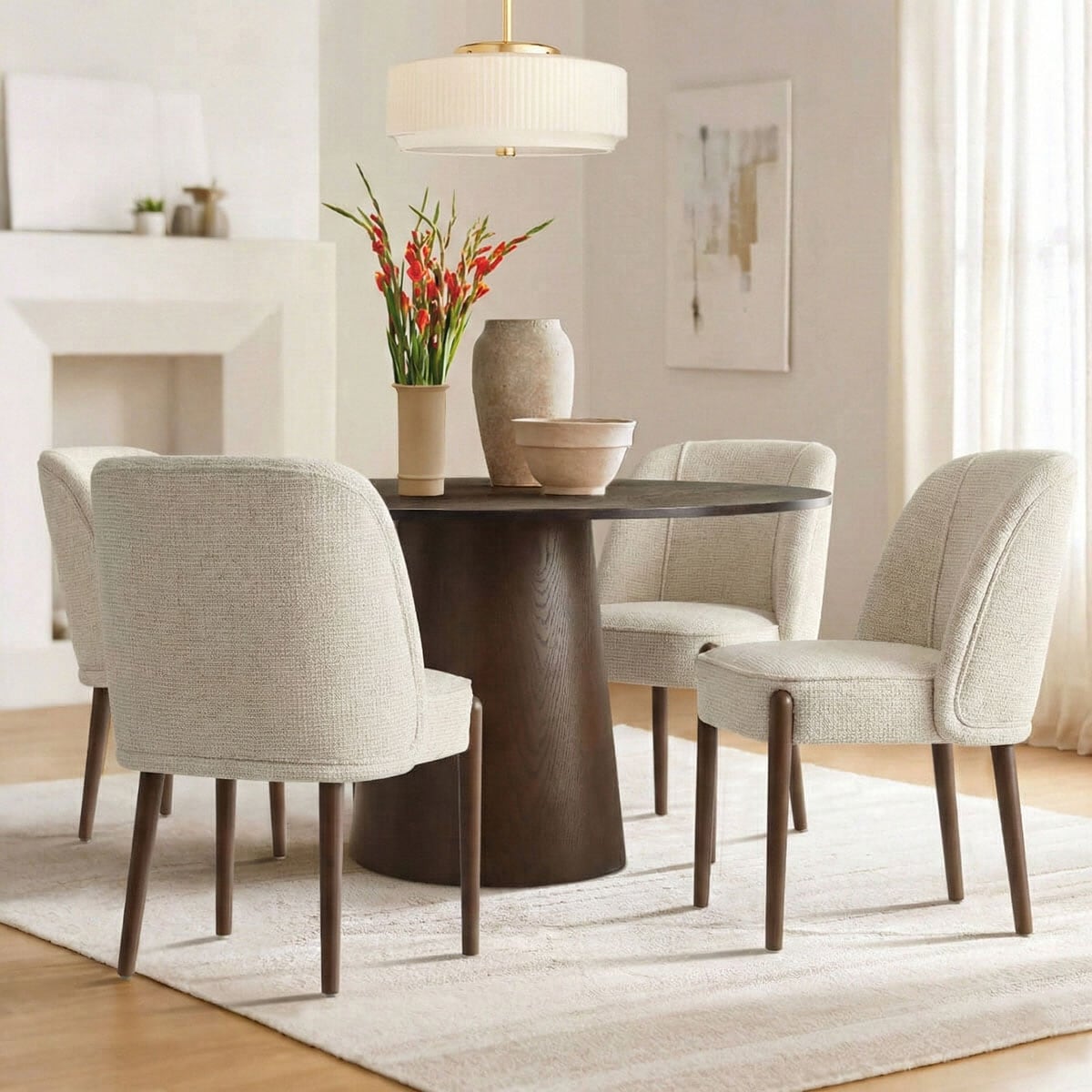 Upholstered Dining Chairs With Wood Legs Set Of 4