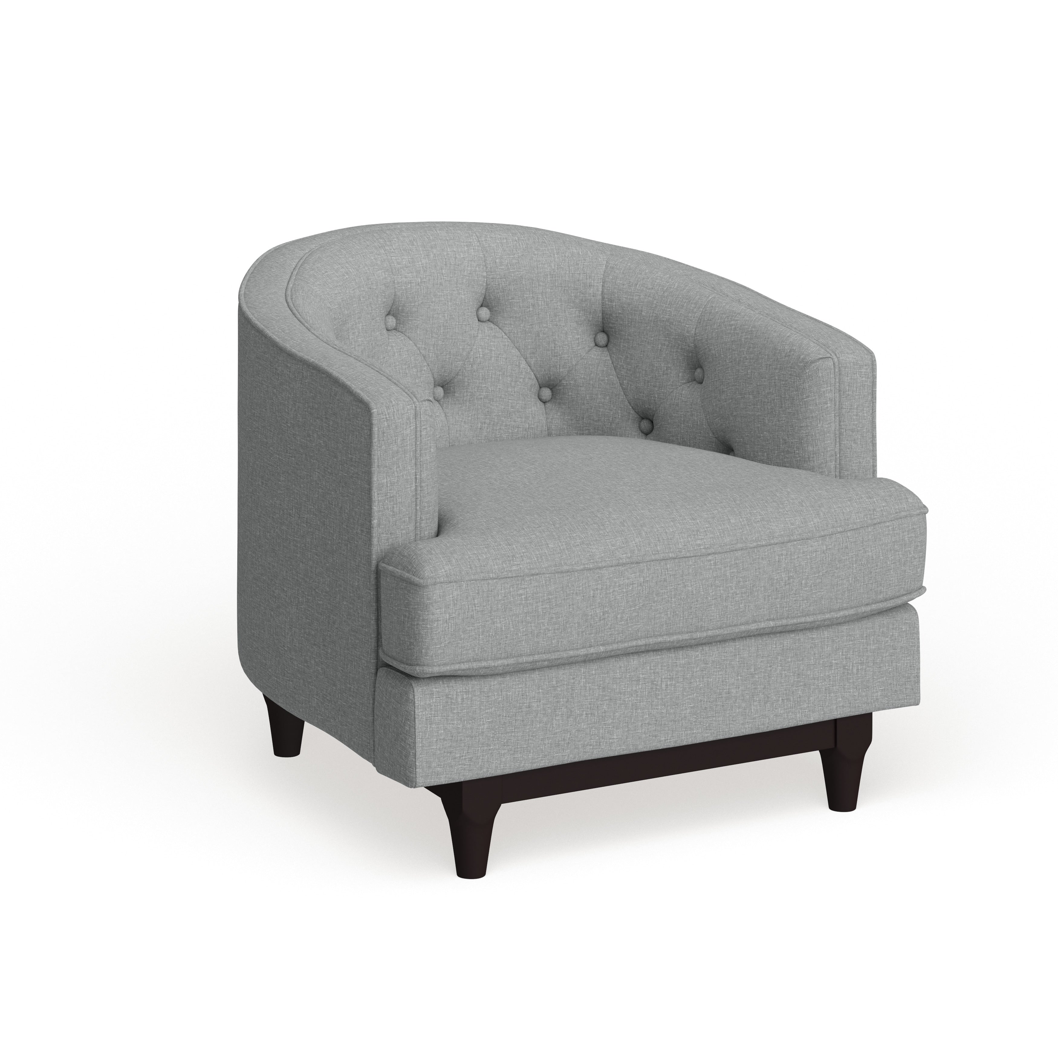 Modway Coast Mid Century Grey Or Off White Upholstered Armchair With Walnut Rubberwood Legs