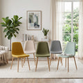Upholstered Full Back Side Dining Chair With Oak Metal Legs Set Of 4