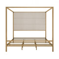 Upholstered Headboard Metal 4 Poster Bed Frame Box Spring Needed