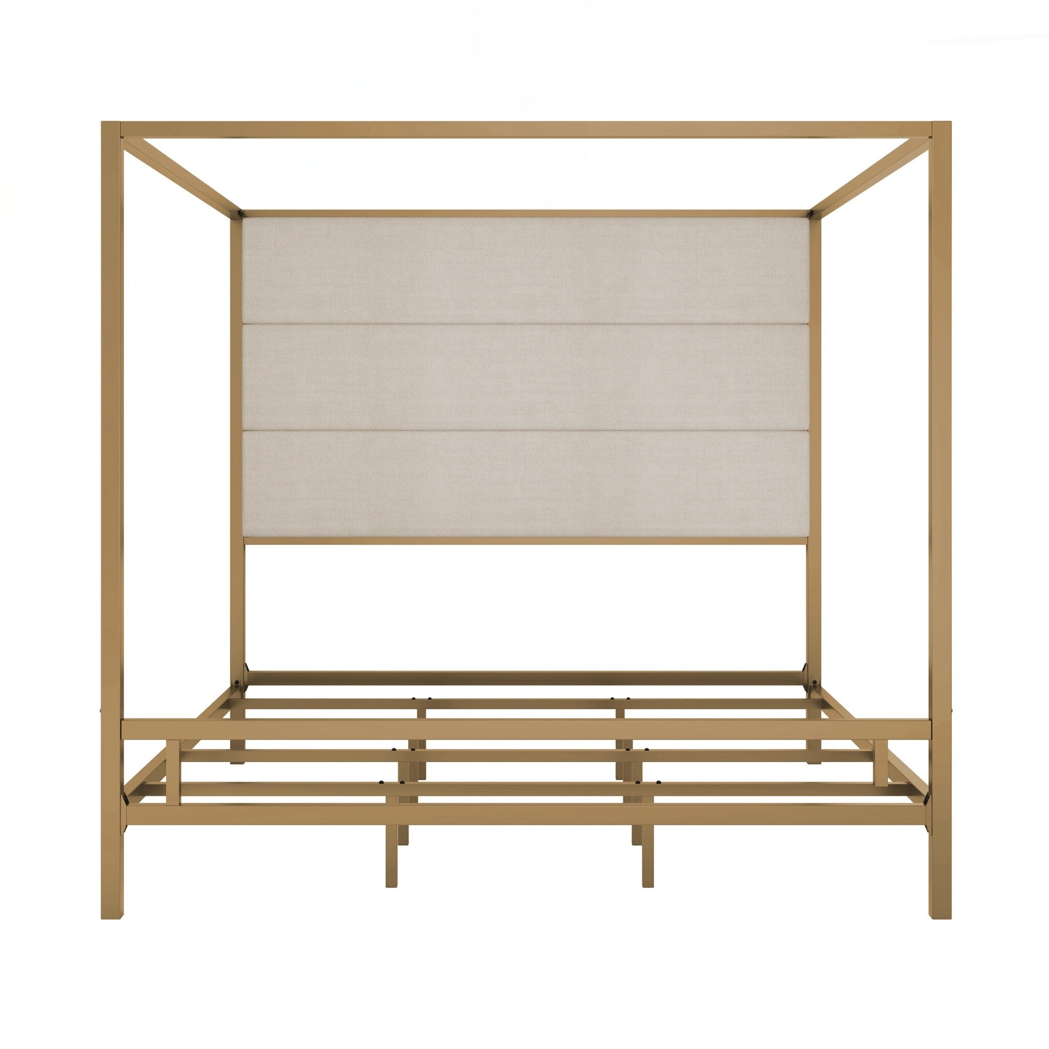 Upholstered Headboard Metal 4 Poster Bed Frame Box Spring Needed