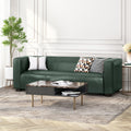 Upholstered Leather Sofa Living Room Settee Couch With Wood Legs 3 Seater Sofa Couch With Square Armrests