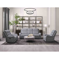 Upholstered Living Room Recliner Sofa Set Gray Fabric