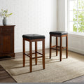 Upholstered Mahogany 29 Inch Square Seat Bar Stools Set Of 2