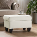 Upholstered Ottoman Beige Birch Wood Legs
