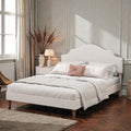 Upholstered Platform Bed Frame With Adjustable Headboard Linen Fabric Padded No Box Spring Needed