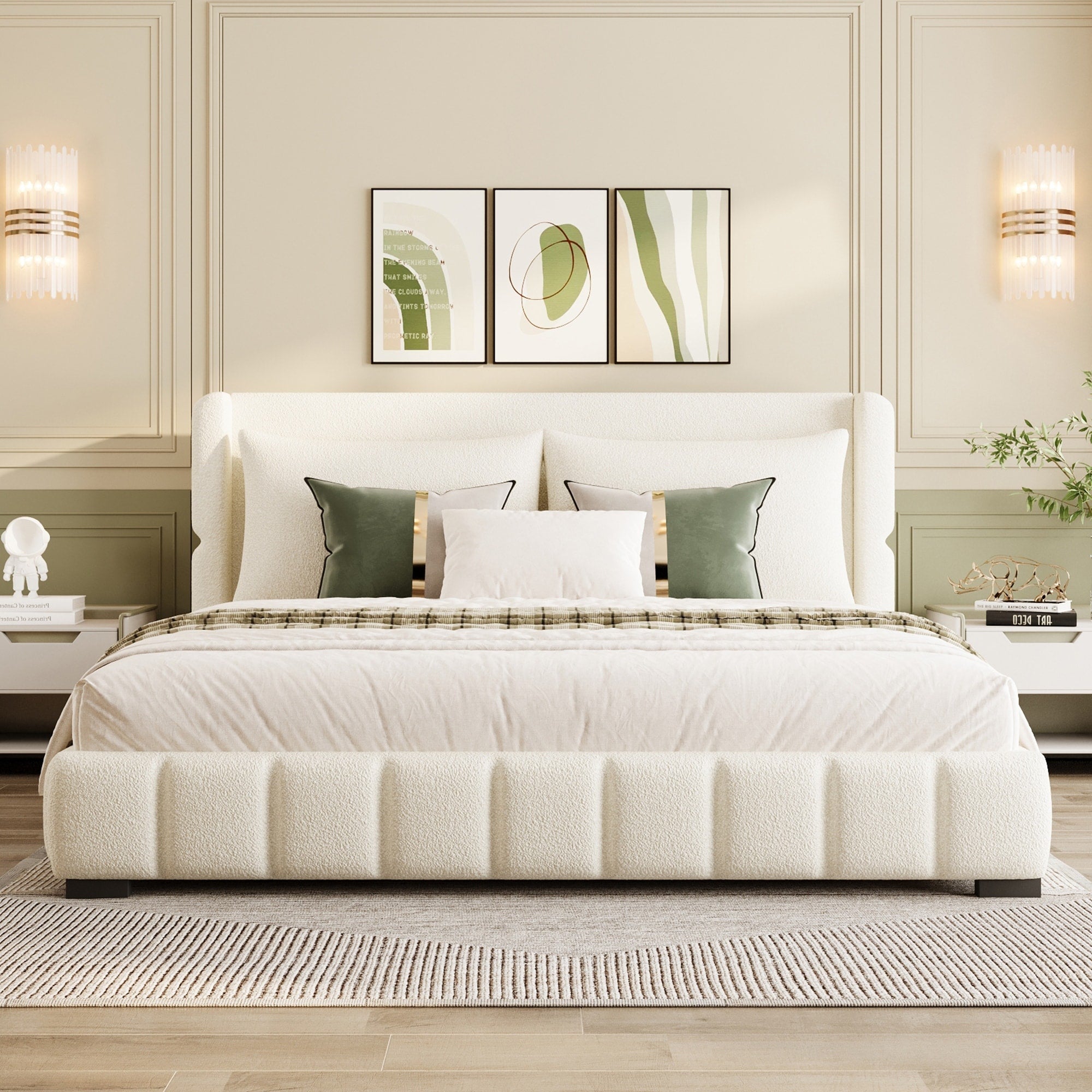 Upholstered Platform Bed With 2 Cushioned Pillows By Harper Bright Designs