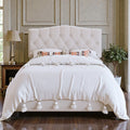Upholstered Platform Bed With Adjustable Saddle Curved Diamond Tufted Headboard Wooden Slats And Metal Support