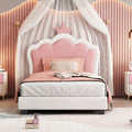 Upholstered Princess Bed With Crown Headboard And Platform Design