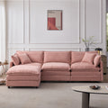 Upholstered Soft Chenille Fabric Sofa 3 Seater With Ottoman L Shape Sofa