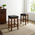 Cherry Finished Upholstered Square 24 Inch Bar Stool Set Of 2