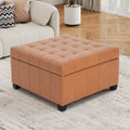 Upholstered Tufted Pu Leather Storage Ottoman With Soft Close