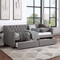 Upholstered Twin Size Platform Bed Frame With Drawers Slat Support