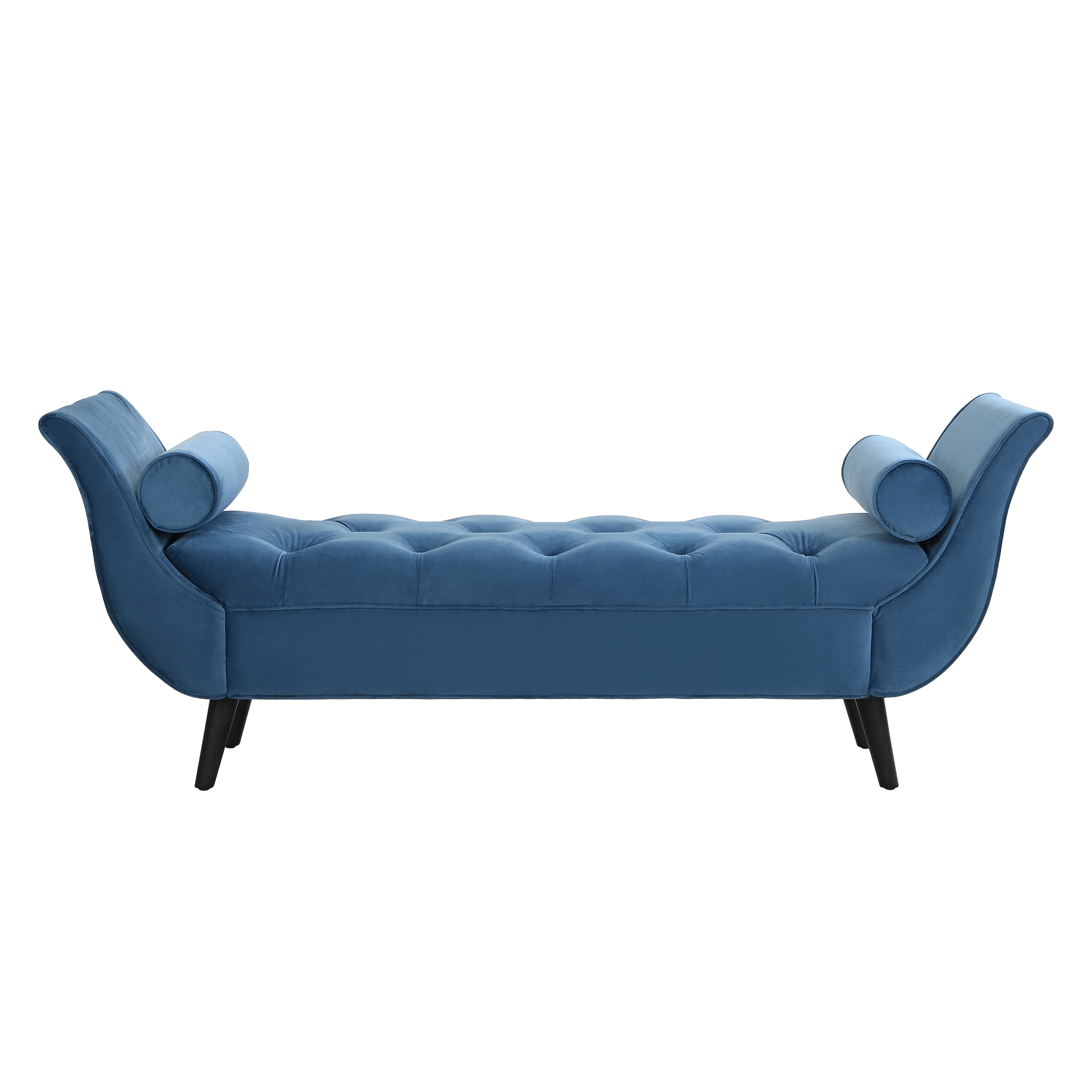 Upholstered Velvet Bench End Of Bed Bench With 2 Pillows Button Tufted Ottoman Footstool With Rolled Arms
