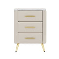 Upholstered Wooden With 3 Drawers Nightstand