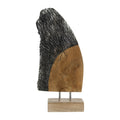 Upin Abstract Wing Sculpture On Base Brown Wood Black Metal 16 Inch