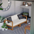 Upland Outdoor Patio Teak Wood 2 Piece Sectional Sofa Loveseat