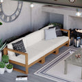Upland Outdoor Patio Teak Wood 3 Piece Sectional Sofa Set