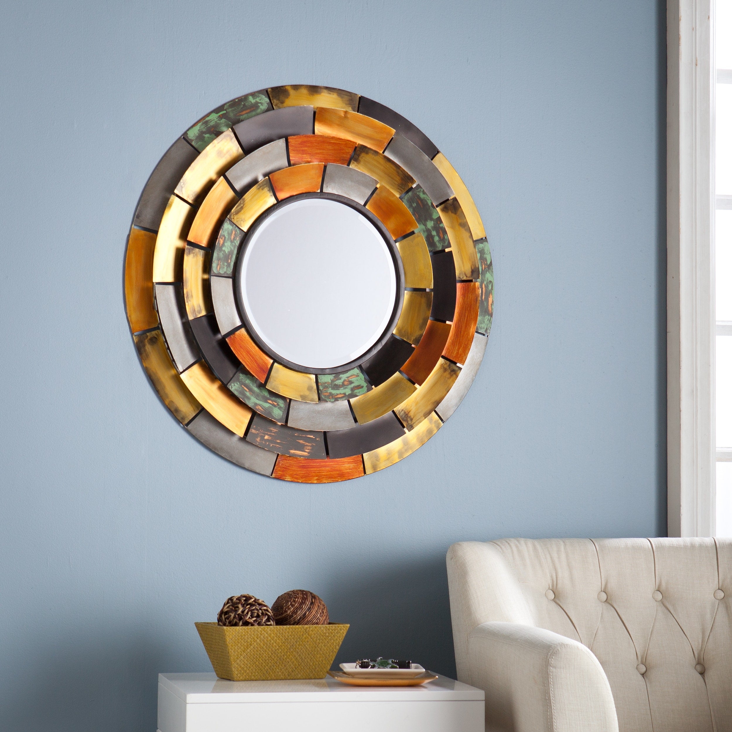 The Curated Nomad Lotta Decorative Wall Mirror With Tiered Edges
