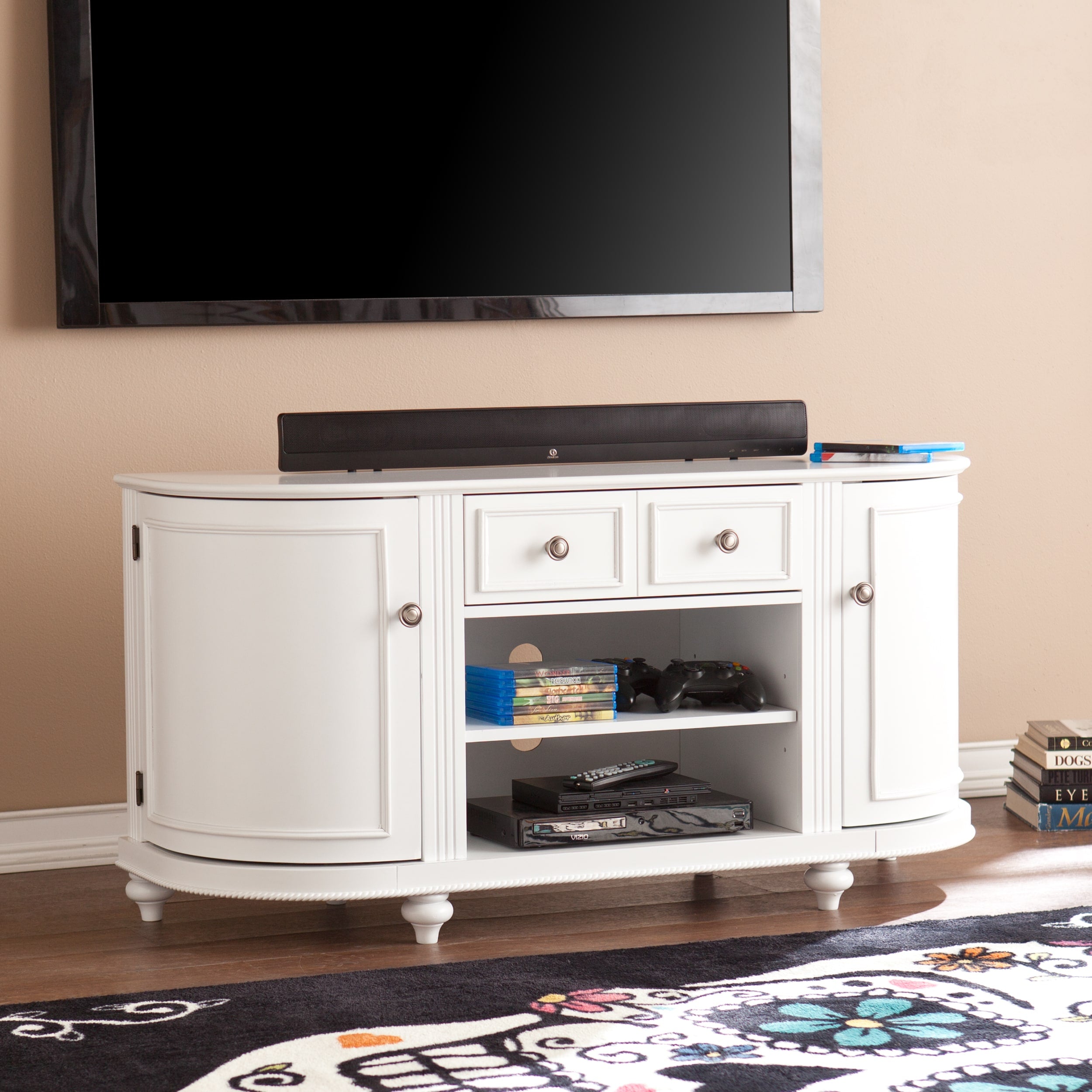 Harper Blvd Wells Modern Farmhouse White Tv Stand