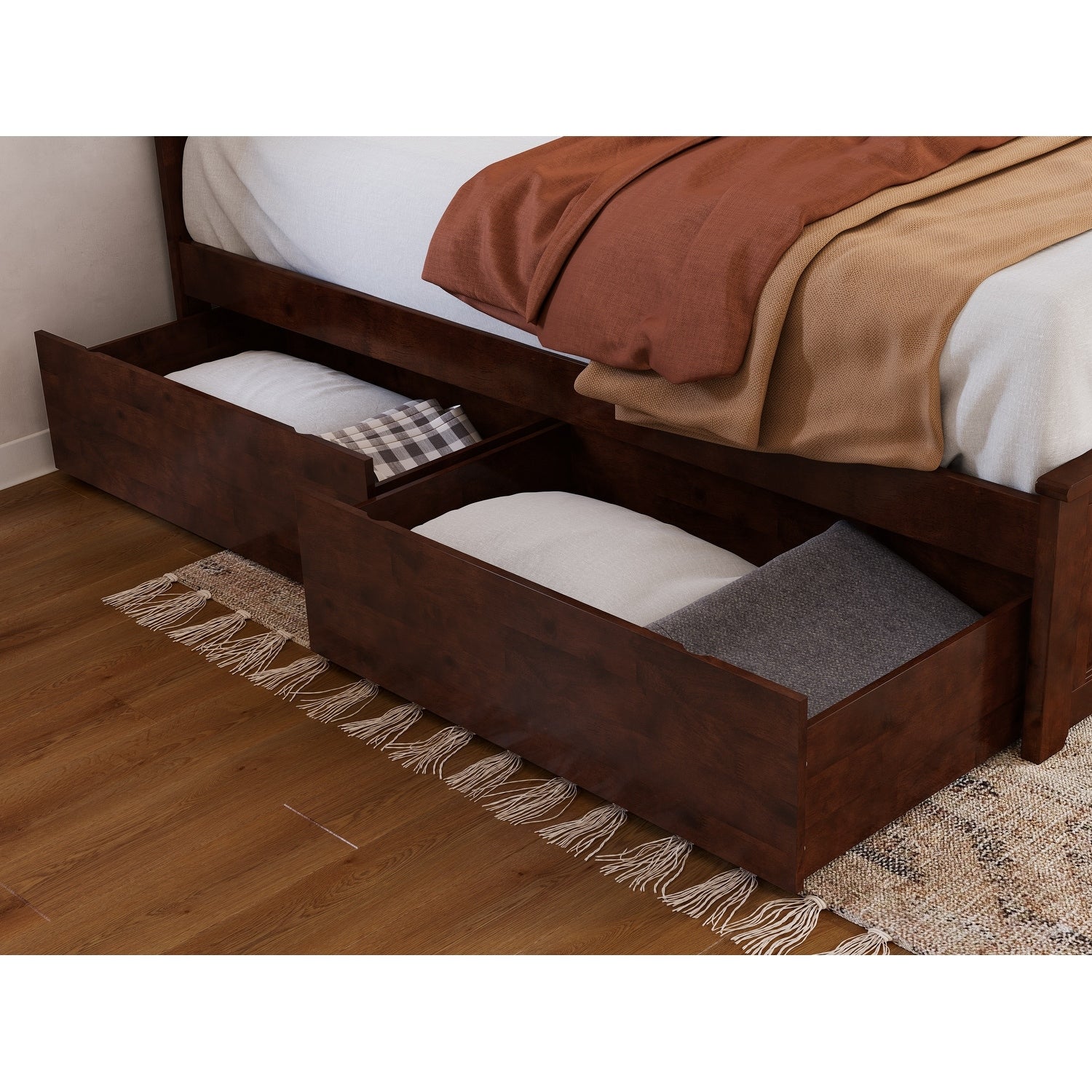 Urban Bed Drawers Queen King Walnut