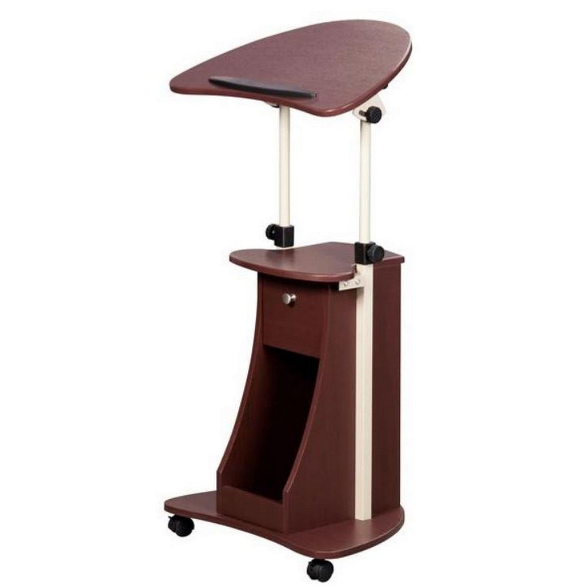 Urban Designs Sit To Stand Rolling Adjustable Laptop Cart With Storage