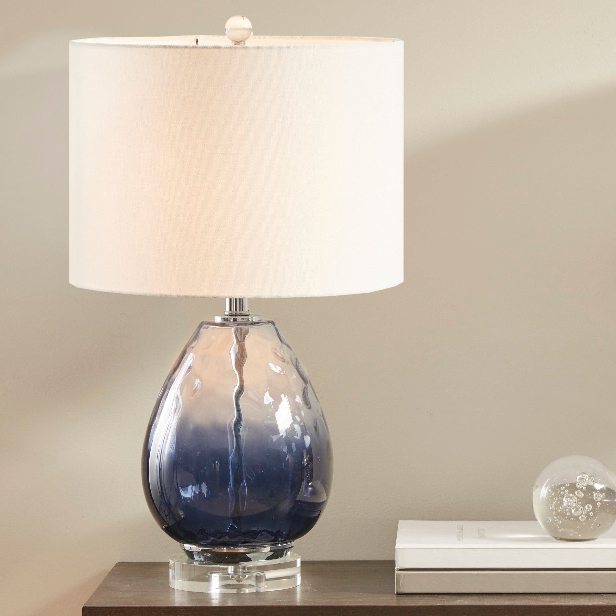 Urban Habitat Borel Blue 23.5 Inch Table Lamp With White Drum Shade