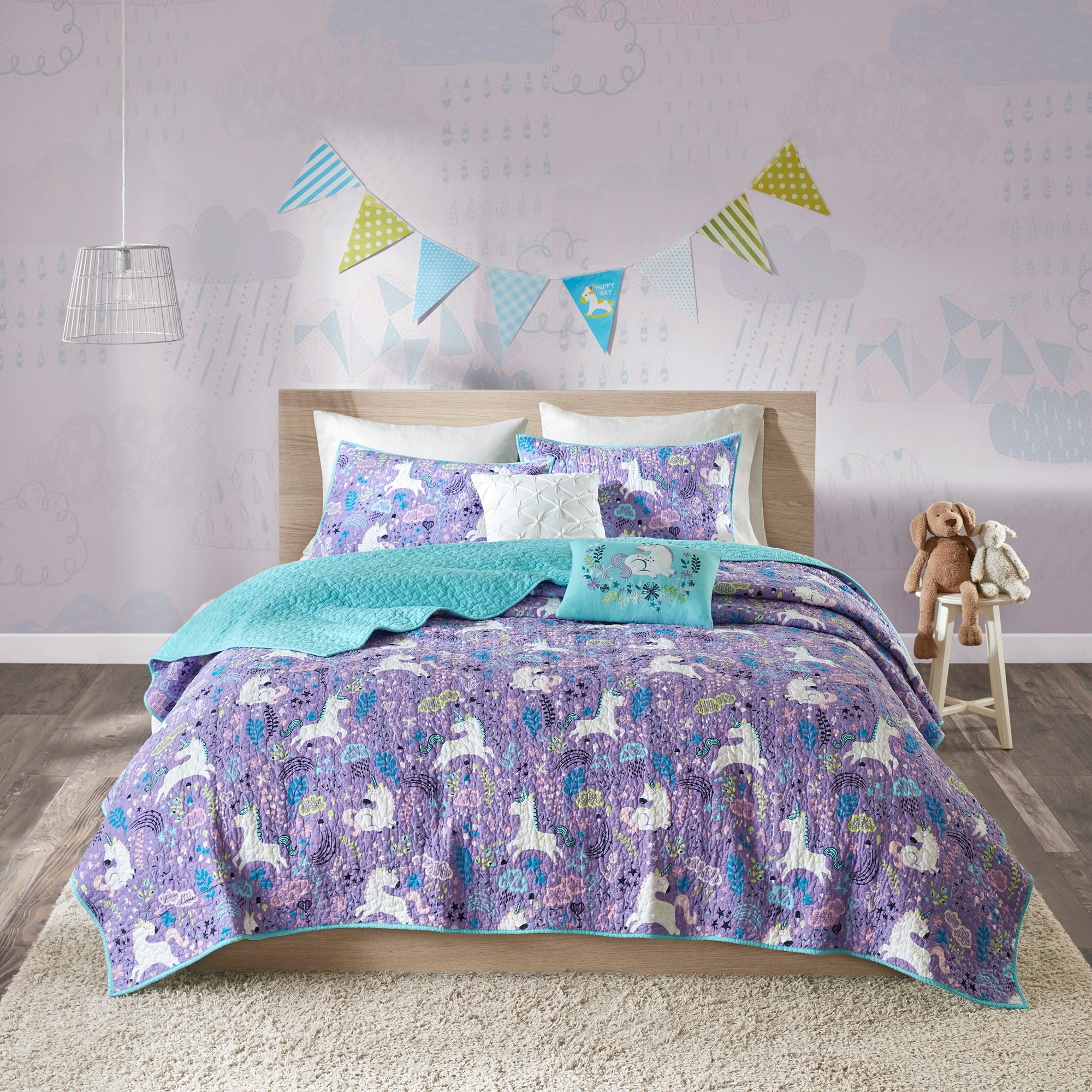 Urban Habitat Kids Ella Cotton Printed Quilted 5 Piece Coverlet Set 2 Color Option