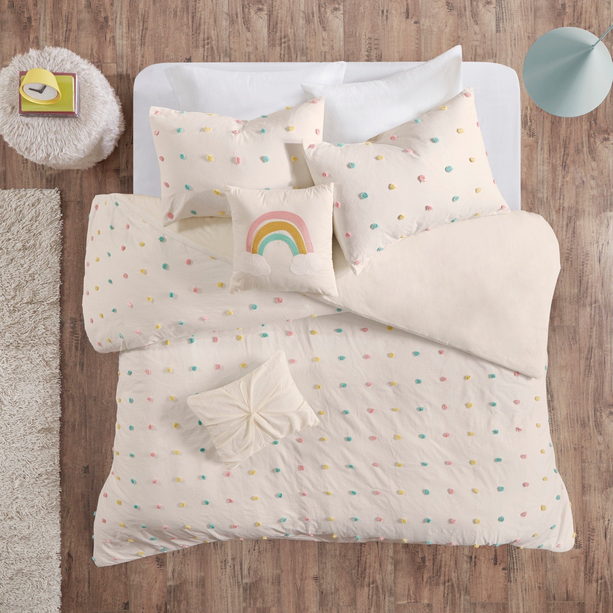 Urban Habitat Kids Ensley Multi Cotton Jacquard Pom Pom Duvet Cover Set