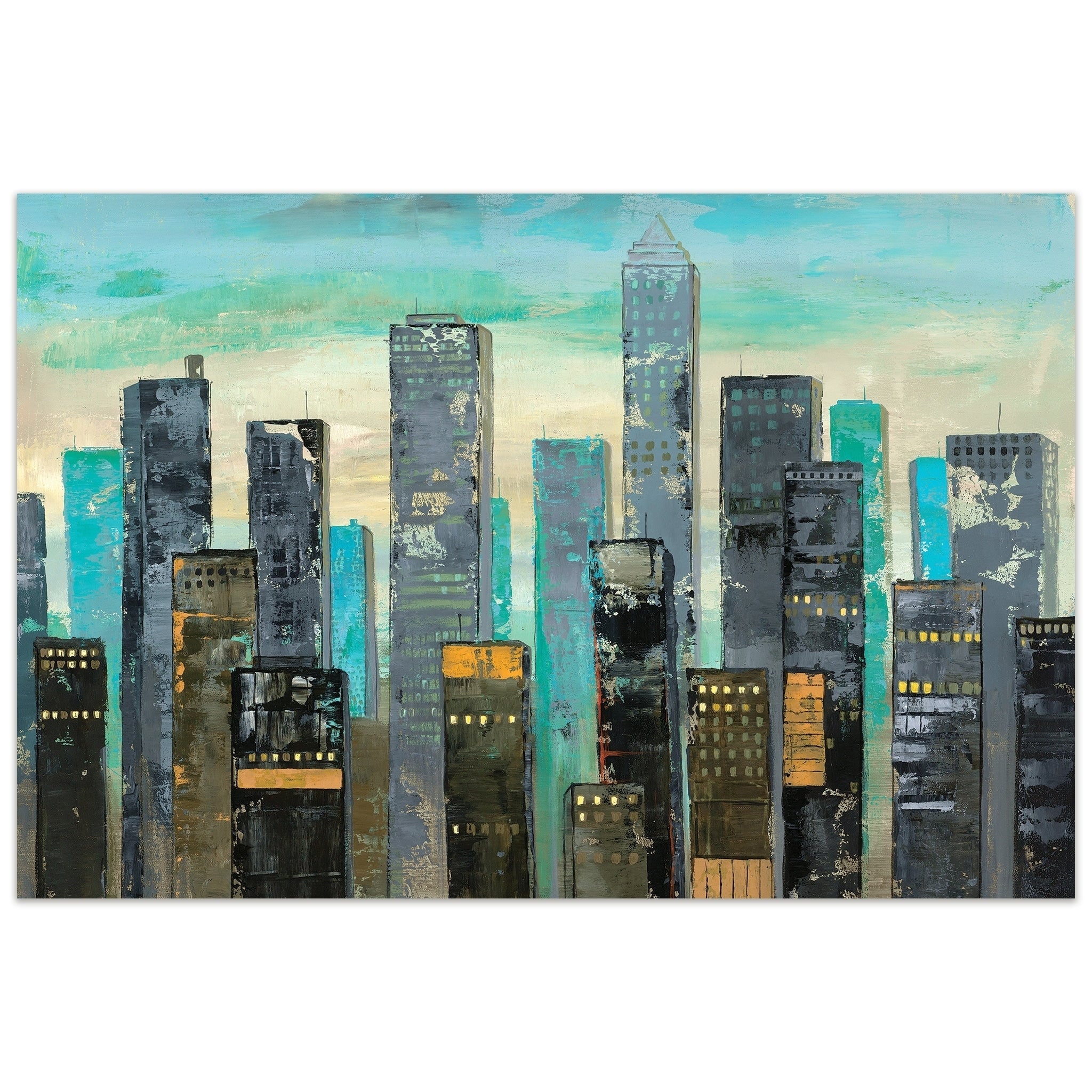 Urban Lights Graphic Wall Art On Free Floating Tempered Glass Panel