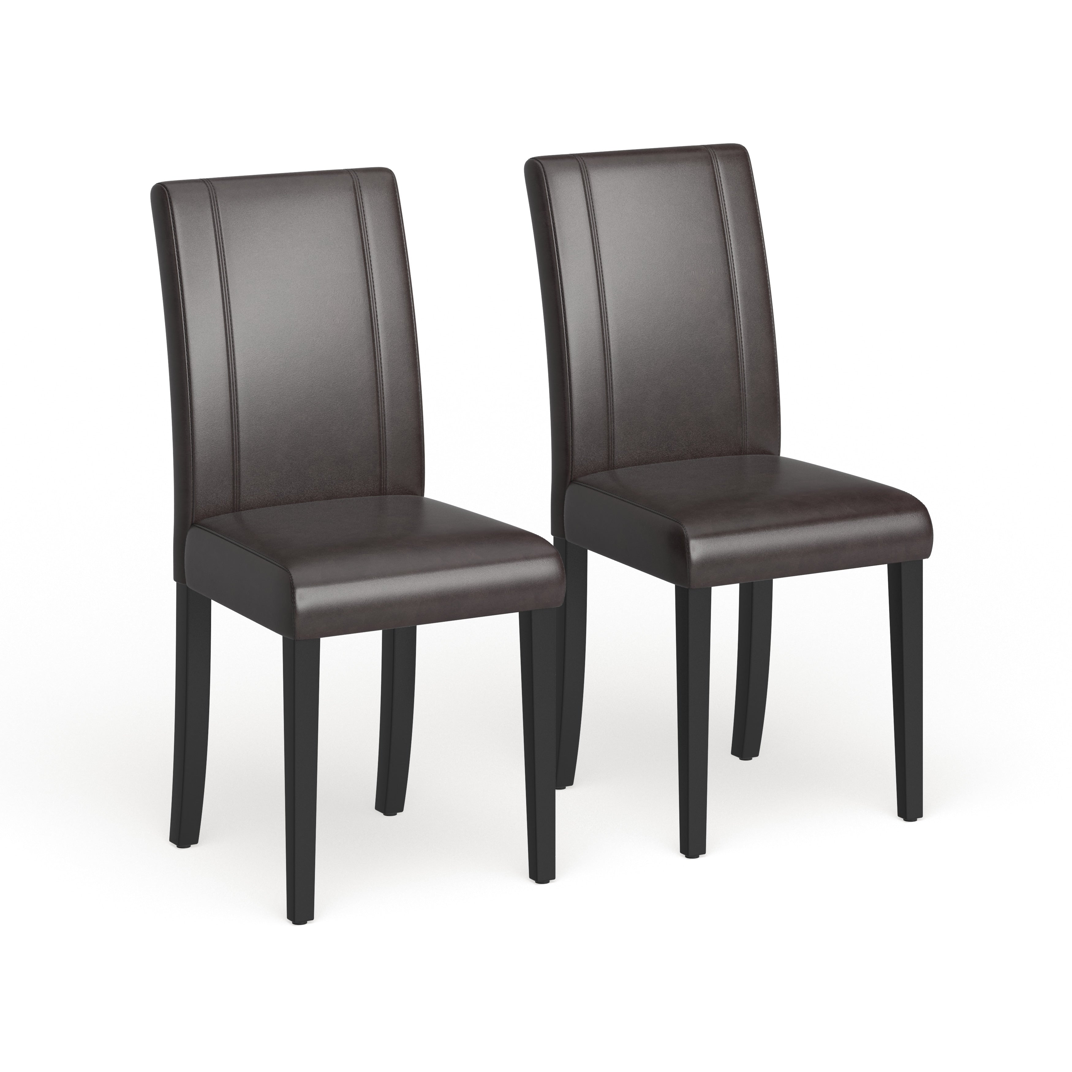 Urban Style Solid Wood Leatherette Small Padded Parson Chairs Set Of 2