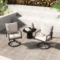 Urbanease 2 Piece Metal Patio Swivel Chairs With Beige Cushions