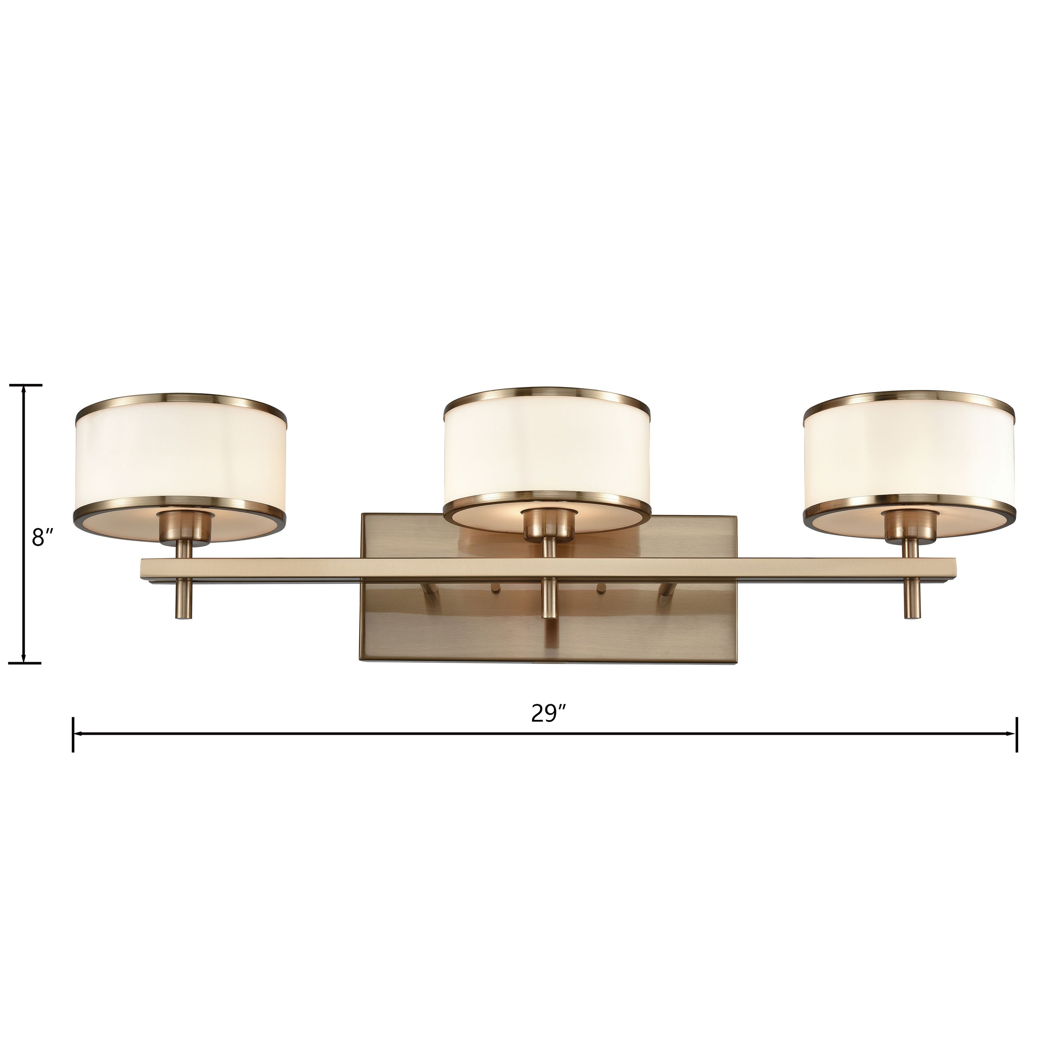 Utica Satin Brass With White Cylindrical Shade Vanity Light