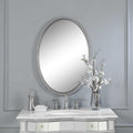 Uttermost 01102 B Sherise Oval Beveled Mirror With Beaded Frame Brushed Nickel