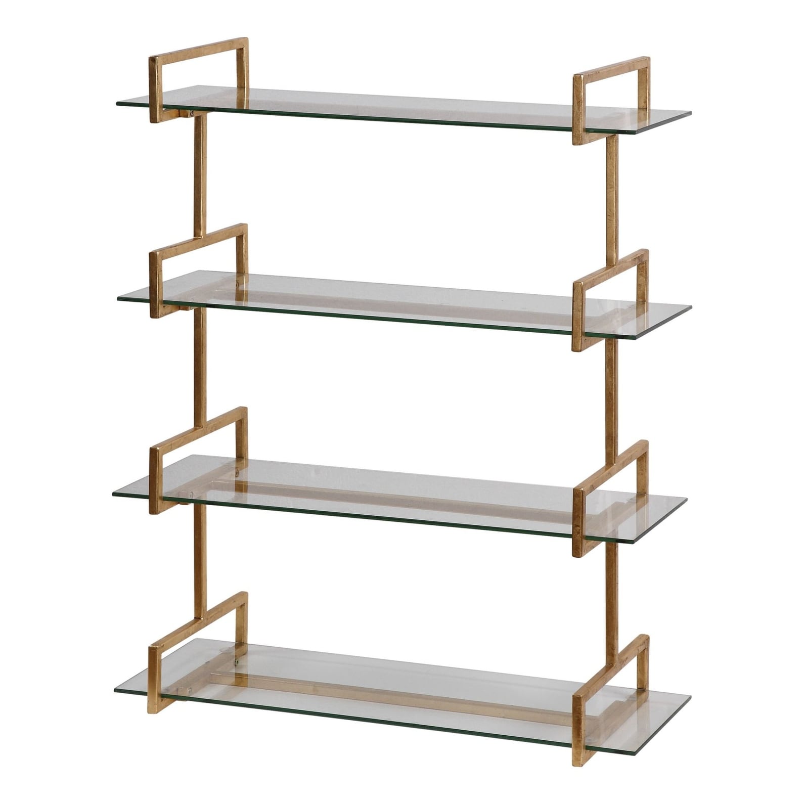 Uttermost 4038 Auley 31 Wide Iron And Glass Decorative Shelf Antiqued Gold Leaf
