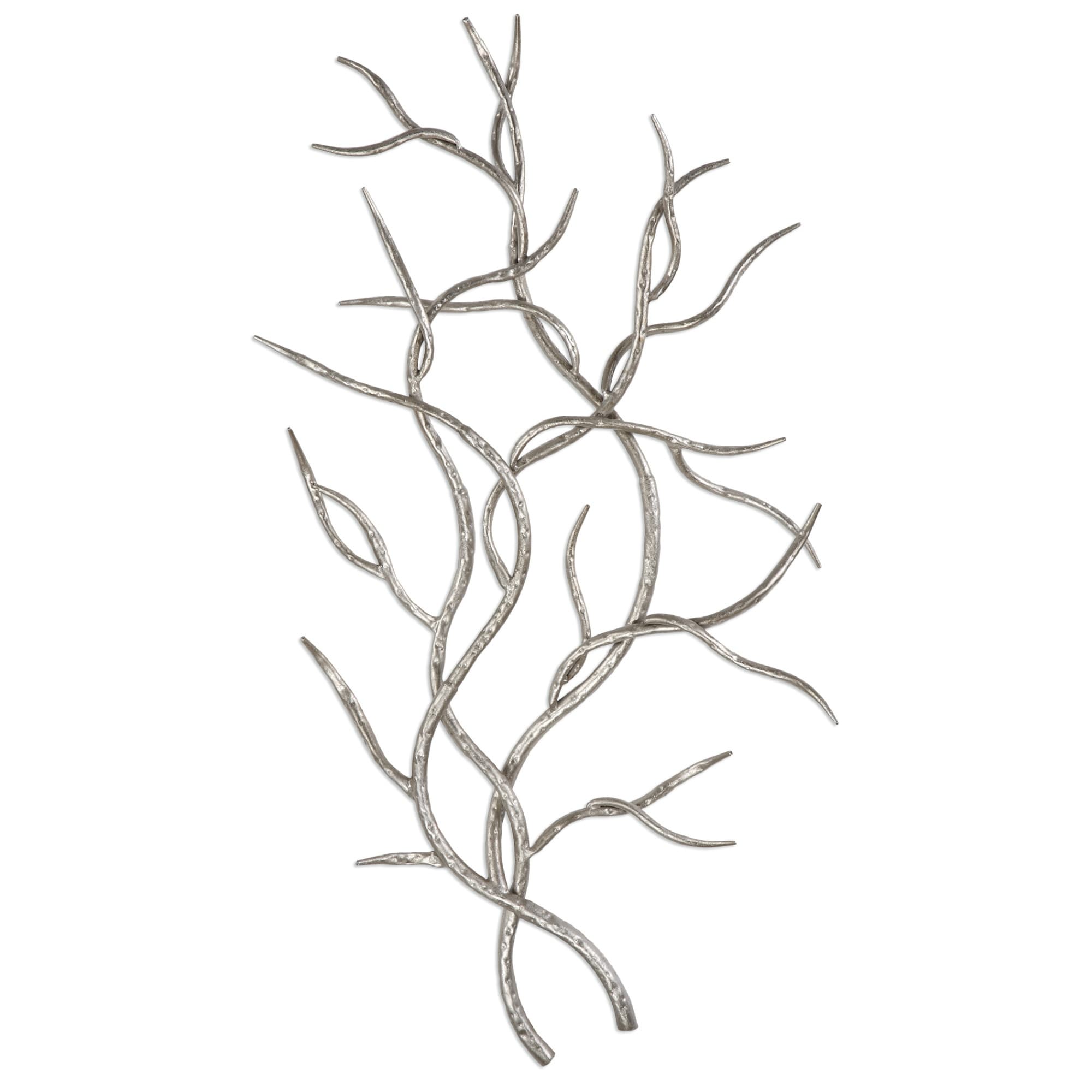 Uttermost 04053 Silver Branches 20 1 2 Inch X 36 5 8 Inch Botanical Wall Sculptu Bright Silver Leaf