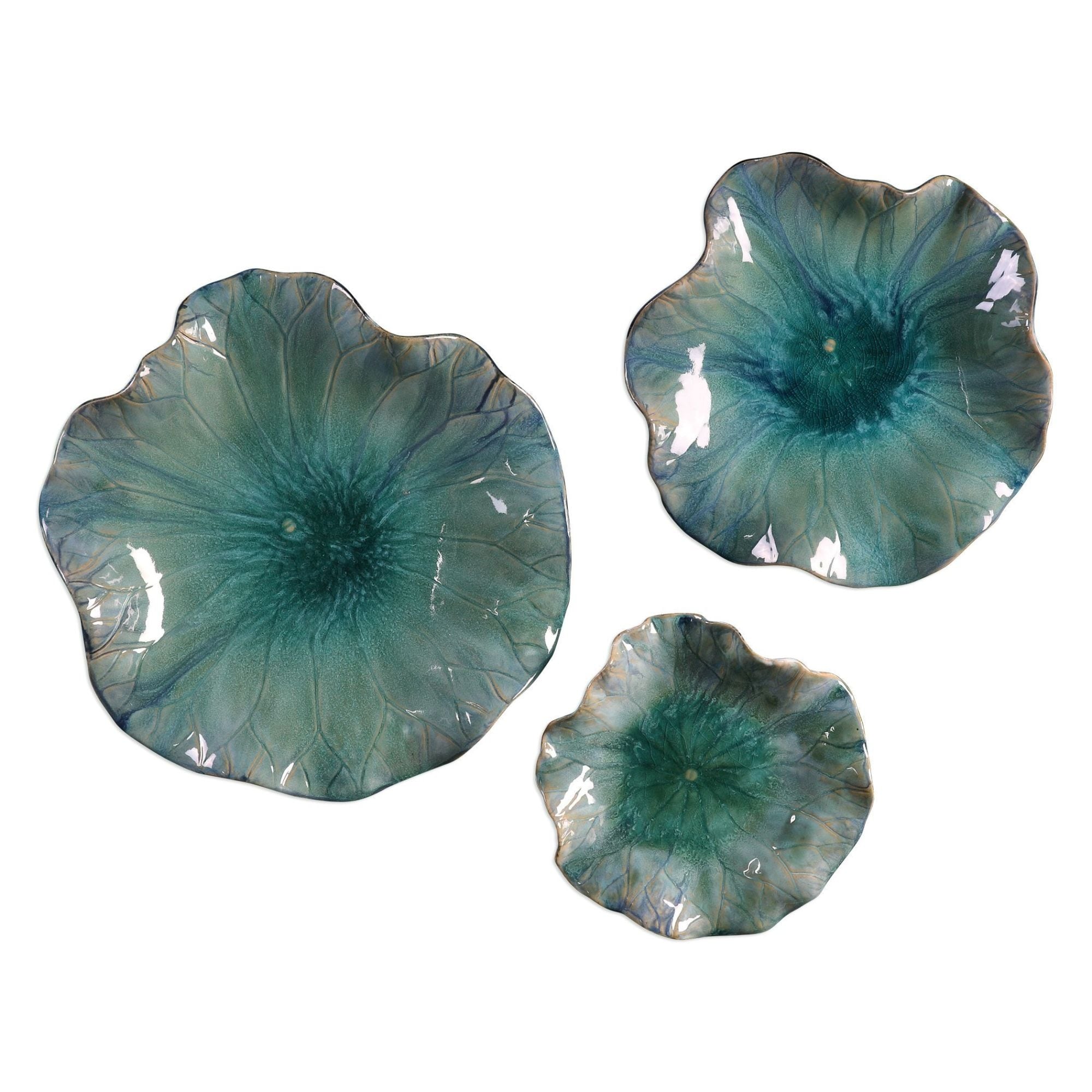 Uttermost 04100 Botanical 11 Wide Ceramic Wall Art By Billy Moon Green