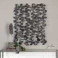 Uttermost 04144 34 Inch X 40 Inch Skipping Stones Iron Dimensional Wall Art By J Charcoal