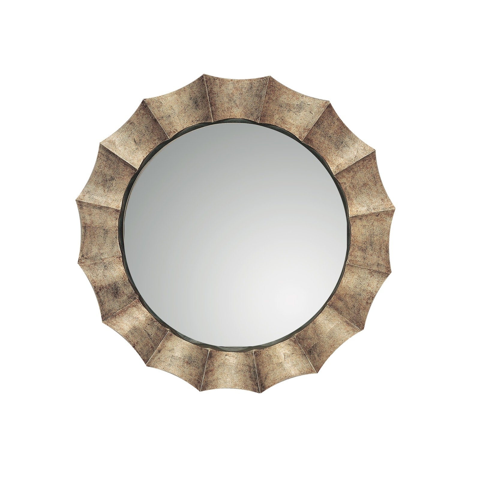 Uttermost 06048 P Gotham Round Mirror With Fluted Frame Antique Silver Leaf
