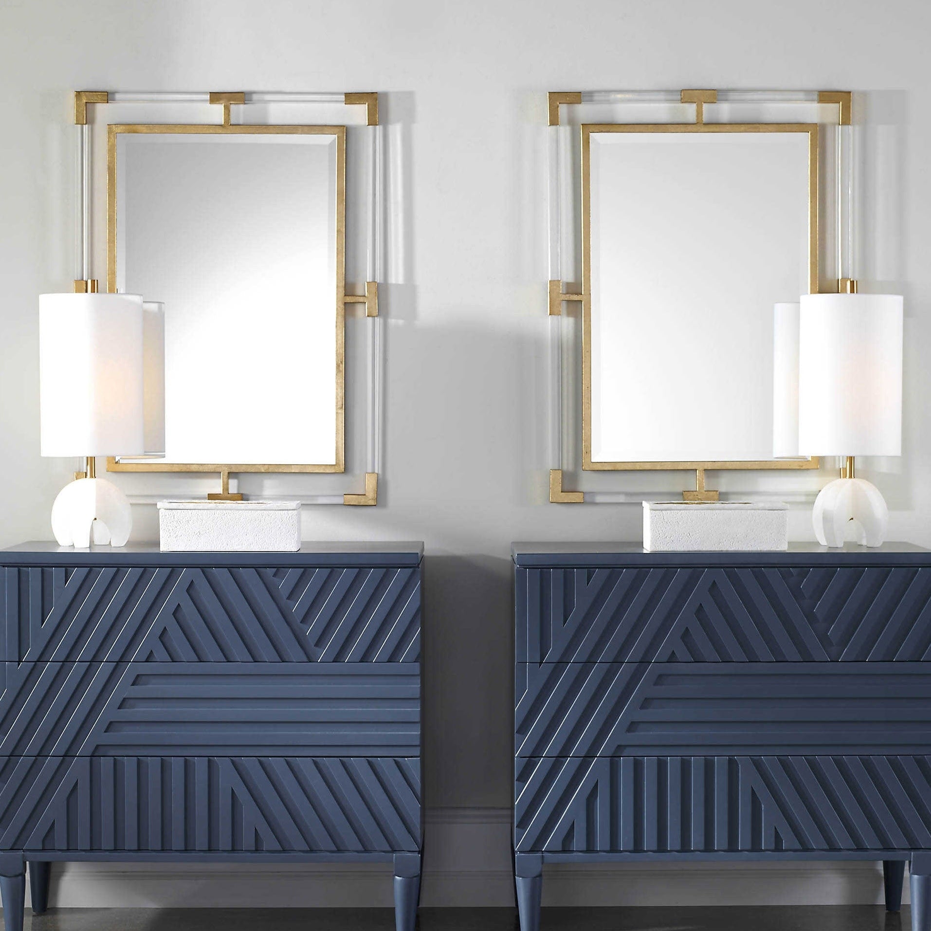 Uttermost 09124 Balkan 38 Inch X 28 Inch Rectangular Beveled Framed Mirror Gold Leaf