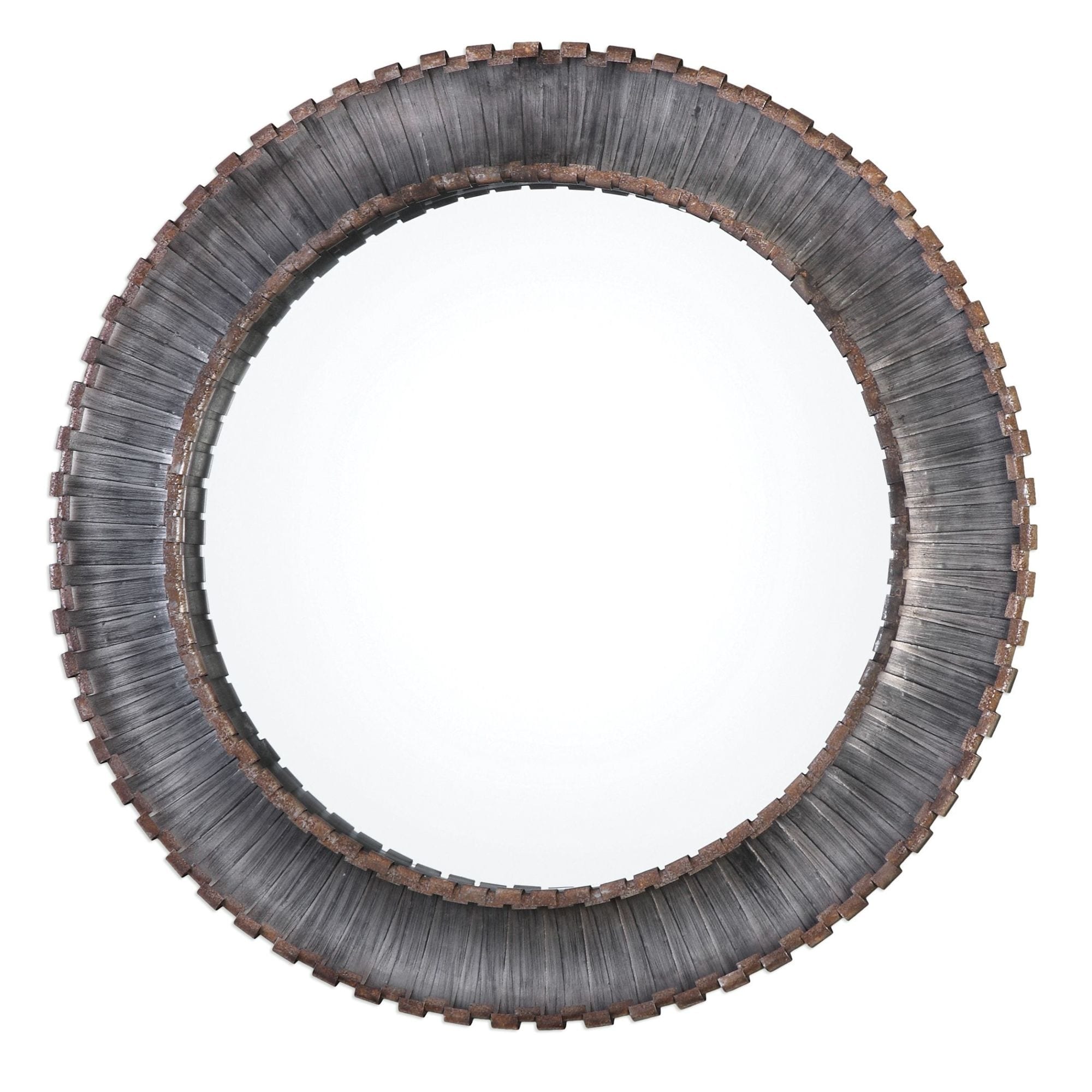 Uttermost 09175 Tanaina 46 Inch Diameter Round Beveled Framed Mirror Metallic Silver