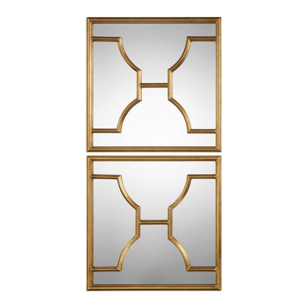 Uttermost 09268 Misa 24 Inch Two Piece Square Flat Iron Framed Wall Mounted Acce Lightly Antiqued Gold Leaf