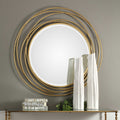 Uttermost 09348 Whirlwind 39 Wide Circular Framed Beveled Mirror By Jim Parsons Metallic Gold Leaf