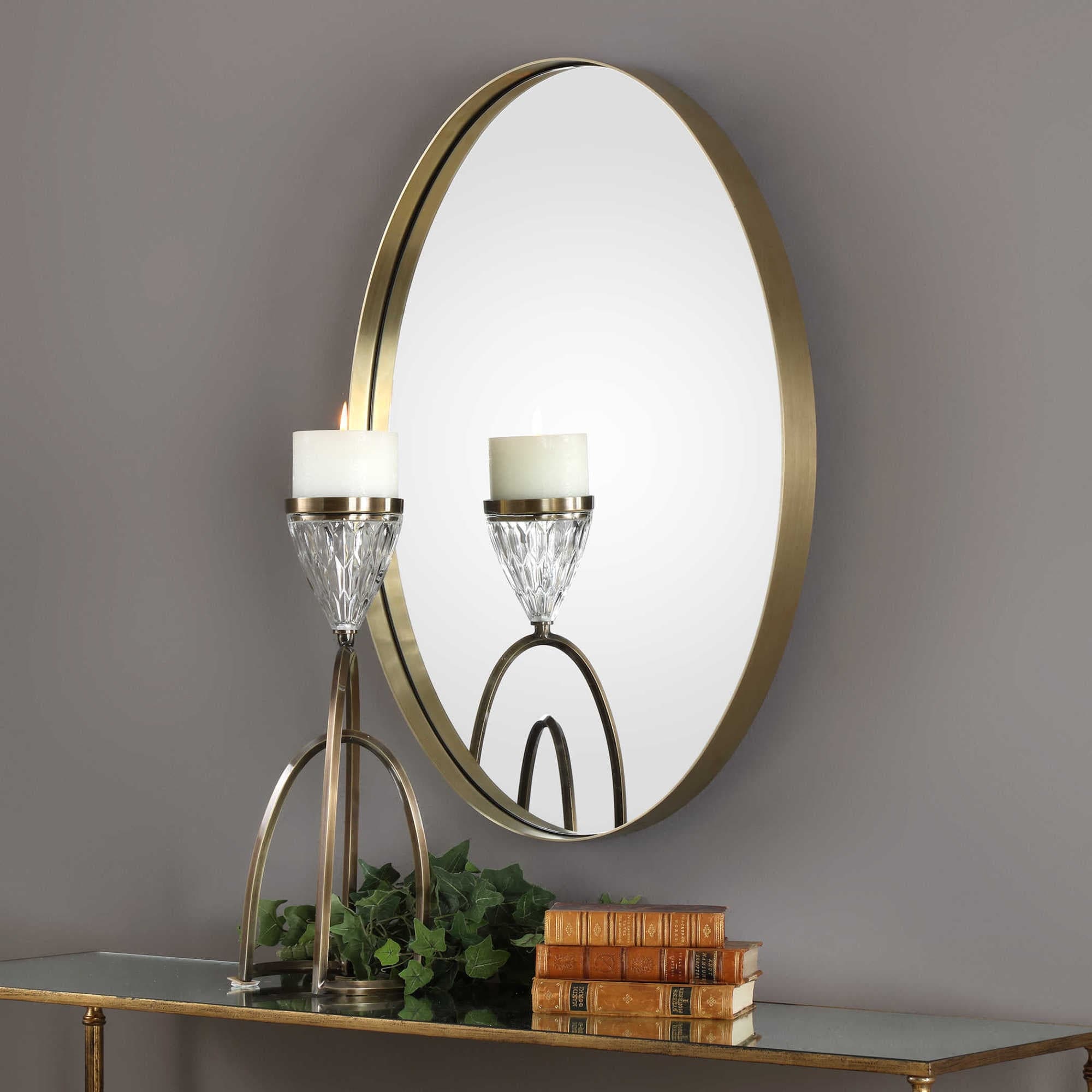 Uttermost 0935 Pursley 20 Inch Wide Oval Framed Flat Mirror By Grace Feyock