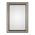 Uttermost 09366 Shefford 31 Inch Wide Rectangular Framed Beveled Mirror By Metallic Silver Rustic Bronze